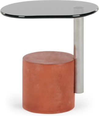 An Image of Calvin Side Table, Brushed Stainless Steel and Coral