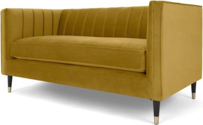 An Image of Evadine 2 Seater Sofa, Vintage Gold Velvet