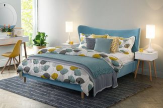 An Image of Tretton Bed Azure Blue Velvet