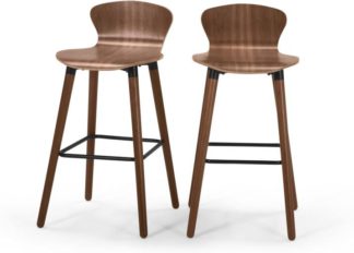 An Image of Set of 2 Edelweiss Bar Chairs, Walnut and Black