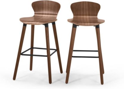 An Image of Set of 2 Edelweiss Bar Chairs, Walnut and Black