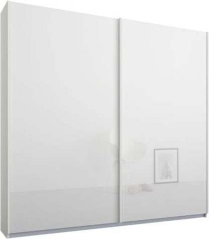 An Image of Malix 2 door 181cm Sliding Wardrobe, White frame,White Glass doors , Classic Interior