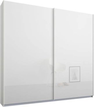 An Image of Malix 2 door 181cm Sliding Wardrobe, White frame,White Glass doors , Premium Interior
