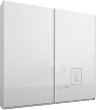 An Image of Malix 2 door 181cm Sliding Wardrobe, White frame,White Glass doors, Standard Interior