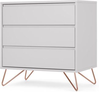 An Image of Elona Compact Chest of Drawers, Light Grey & Copper Legs