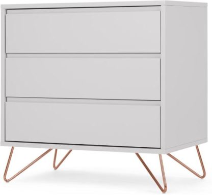 An Image of Elona Compact Chest of Drawers, Light Grey & Copper Legs