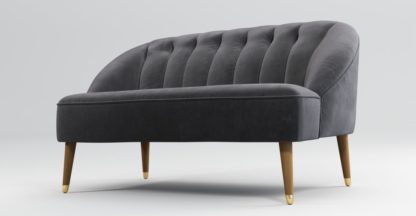 An Image of Custom MADE Margot 2 Seater Sofa, Pewter Grey Velvet with Light Wood Brass Leg