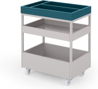 An Image of MADE Essentials Yumi Storage Trolley, Grey and Blue