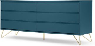 An Image of Elona Wide Chest of Drawers, Teal & Brass