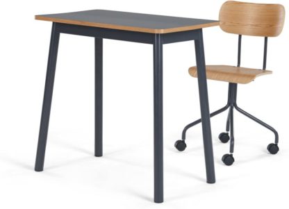 6d8d8d25d28254069c2d76e5798679b0831e7c8114ecfae1fa0114a0b866f65e.jpg An Image of MADE Essentials Mino Desk and Office Chair, Grey