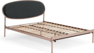An Image of Asare Super King Size Bed, Copper & Midnight Grey Velvet