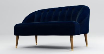 An Image of Custom MADE Margot 2 Seater Sofa, Dark Navy Cotton Velvet with Light Wood Brass Leg