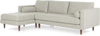 An Image of Scott 4 Seater Left Hand Facing Chaise End Corner Sofa, Grey Basketweave