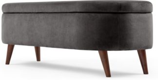 An Image of Lulu Ottoman Bench, Asphalt Grey Velvet