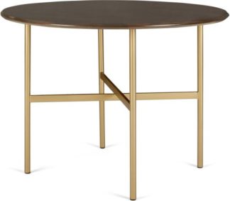 An Image of Bortolin 4 Seat Round Dining Table, Mango Wood and Brass