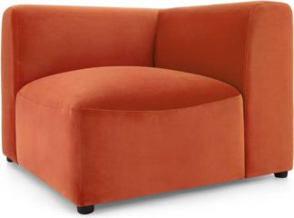 An Image of Juno Modular Corner End Seat, Flame Orange Velvet