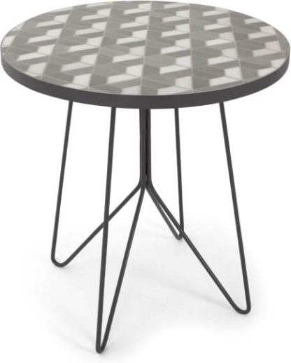 An Image of Indra Garden bistro table, grey and white marble
