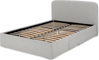 An Image of MADE Essentials Besley Double Bed with Storage Drawers, Hail Grey