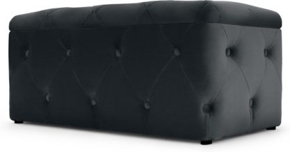 An Image of Hampton Rectangle Storage Pouffe, Midnight Grey Velvet