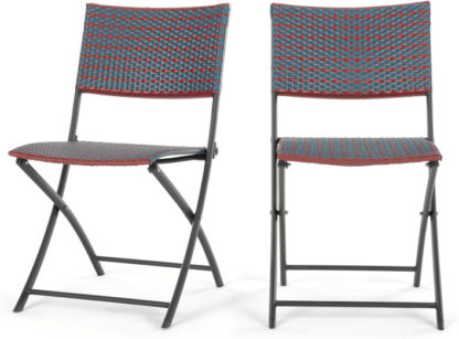 An Image of Set of 2 Pya Dining Chair, Rust Red and Blue