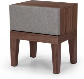 An Image of Lansdowne Upholstered Bedside Table, Walnut and Heron Grey