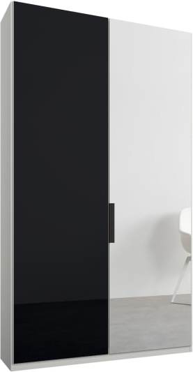 An Image of Caren 2 door 100cm Hinged Wardrobe, White Frame, Basalt Grey Glass & Mirror Doors, Classic Interior