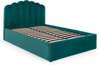 An Image of Delia Kingsize Bed with Ottoman Storage, Seafoam Blue Velvet