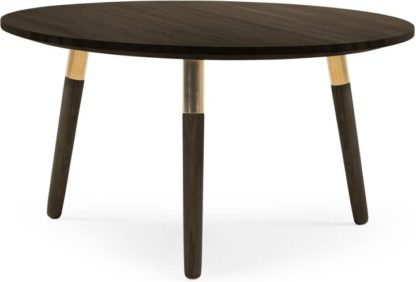 79628147fe65ef6686f7122a86961b36b87ecb934bc48117d3de4079adb1c2d4.jpg An Image of Range Round Coffee Table, Dark Stain Ash and Brass
