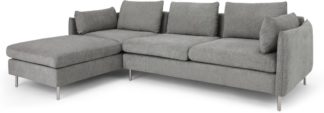 An Image of Vento 3 Seater Left Hand Facing Chaise End Corner Sofa, Linear Grey