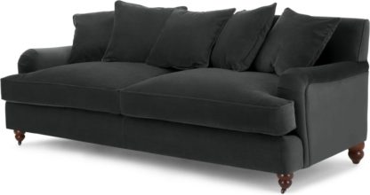 An Image of Orson 3 Seater Sofa, Scatterback, Midnight Grey Velvet