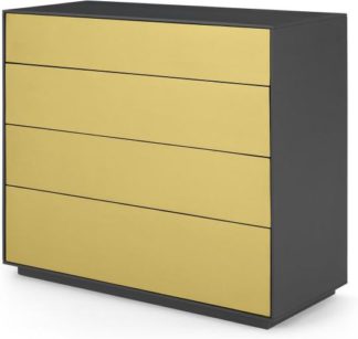 An Image of Jena Chest of Drawers, Grey Mango Wood and Brushed Brass