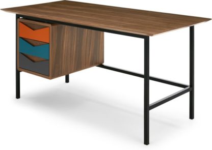 An Image of Louis Desk, Multi Colour and Walnut