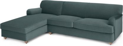An Image of Orson Left Hand Facing Chaise End Sofa Bed, Marine Green Velvet