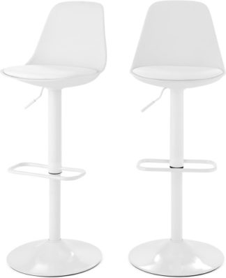 An Image of Set of 2 Zadie Adjustable Barstools, White