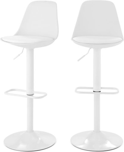 An Image of Set of 2 Zadie Adjustable Barstools, White