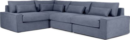 An Image of Trent Loose Cover Corner Sofa, Washed Blue Cotton