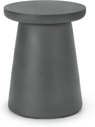 An Image of Maho Garden Round Stool, textured Grey Concrete