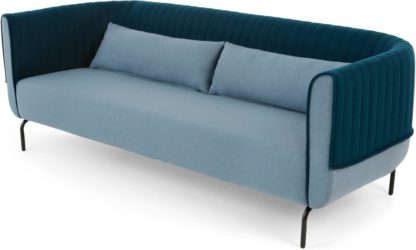 An Image of Bienno 3 seater sofa, Pigeon Blue and Petrol Teal