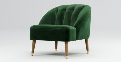 An Image of Custom MADE Margot Armchair, Forrest Green Velvet, Light Wood Brass Leg