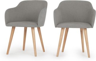 An Image of Set of 2 Stig Low Back Dining Chairs, Manhattan Grey and Oak