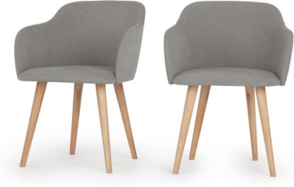 An Image of Set of 2 Stig Low Back Dining Chairs, Manhattan Grey and Oak