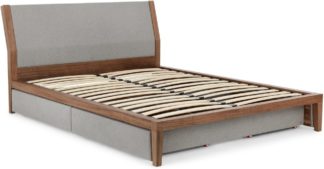 An Image of Lansdowne King size Bed With Storage, Walnut and Heron Grey