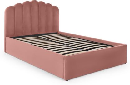 An Image of Delia Double Bed with Ottoman Storage, Blush Pink