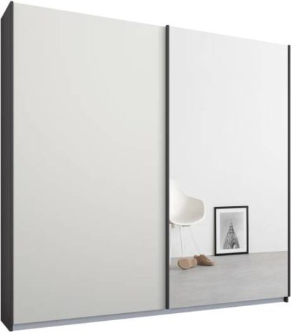 An Image of Malix 2 door 181cm Sliding Wardrobe, Graphite Grey frame,Matt White & Mirror doors , Classic Interior