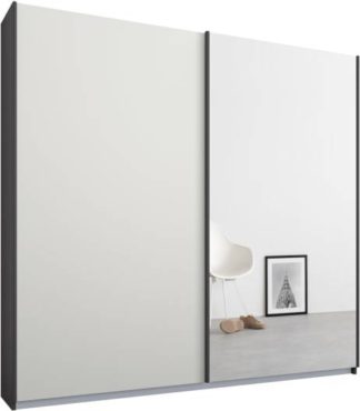 An Image of Malix 2 door 181cm Sliding Wardrobe, Graphite Grey frame,Matt White & Mirror doors , Premium Interior