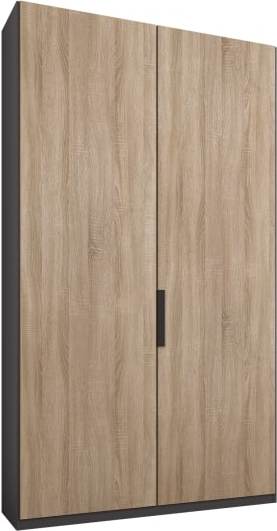An Image of Caren 2 door 100cm Hinged Wardrobe, Graphite Grey Frame, Oak Doors, Premium Interior