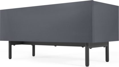 An Image of MADE ESSENTIALS Mino Media Unit, Dark Grey and Oak