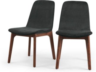An Image of Set of 2 Vine Dining Chairs, Midnight Grey Velvet