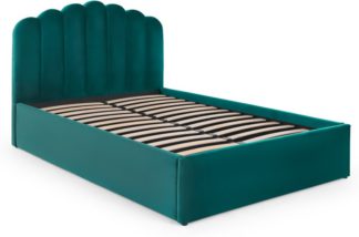 An Image of Delia Double Bed with Ottoman Storage, Seafoam Blue Velvet