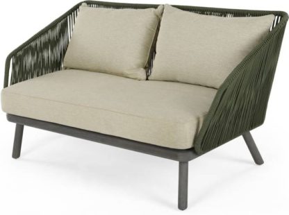 An Image of Alif Garden 2 Seater Sofa, Green and Grey Eucalyptus